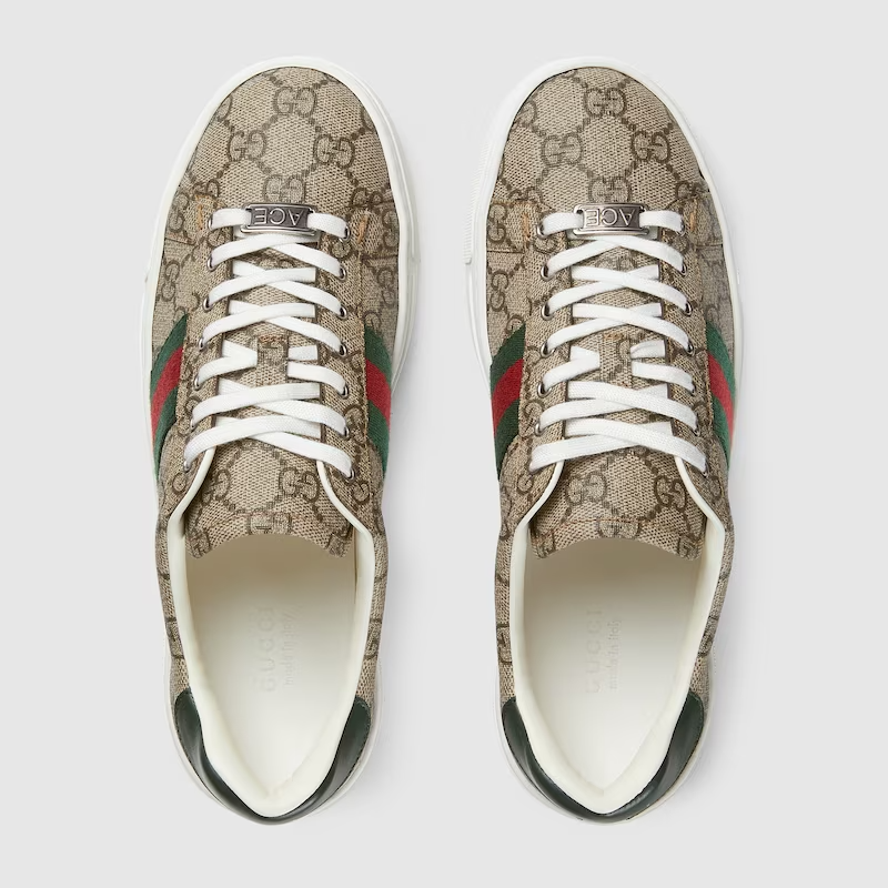  Giày Nữ Gucci Ace Trainer With Web 'Beige' ‎ 