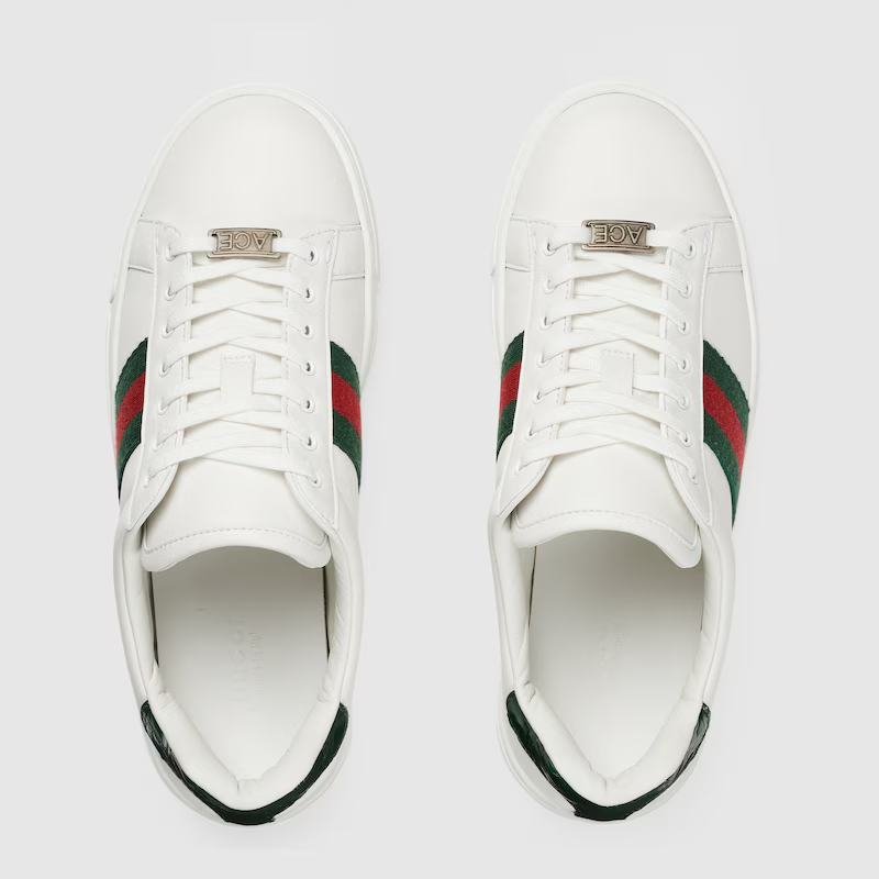  Giày Nữ Gucci Ace Trainer With Web 'White' ‎‎ 