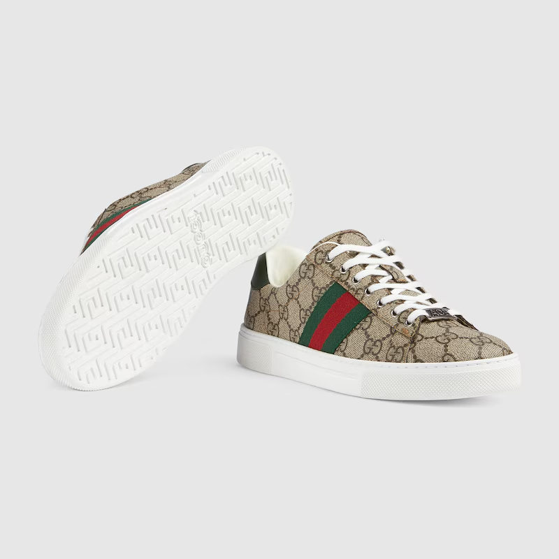  Giày Nữ Gucci Ace Trainer With Web 'Beige' ‎ 