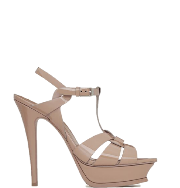  Giày Nữ Saint Laurent Tribute Platform Sandals In Patent Leather 'Dark Pink' 