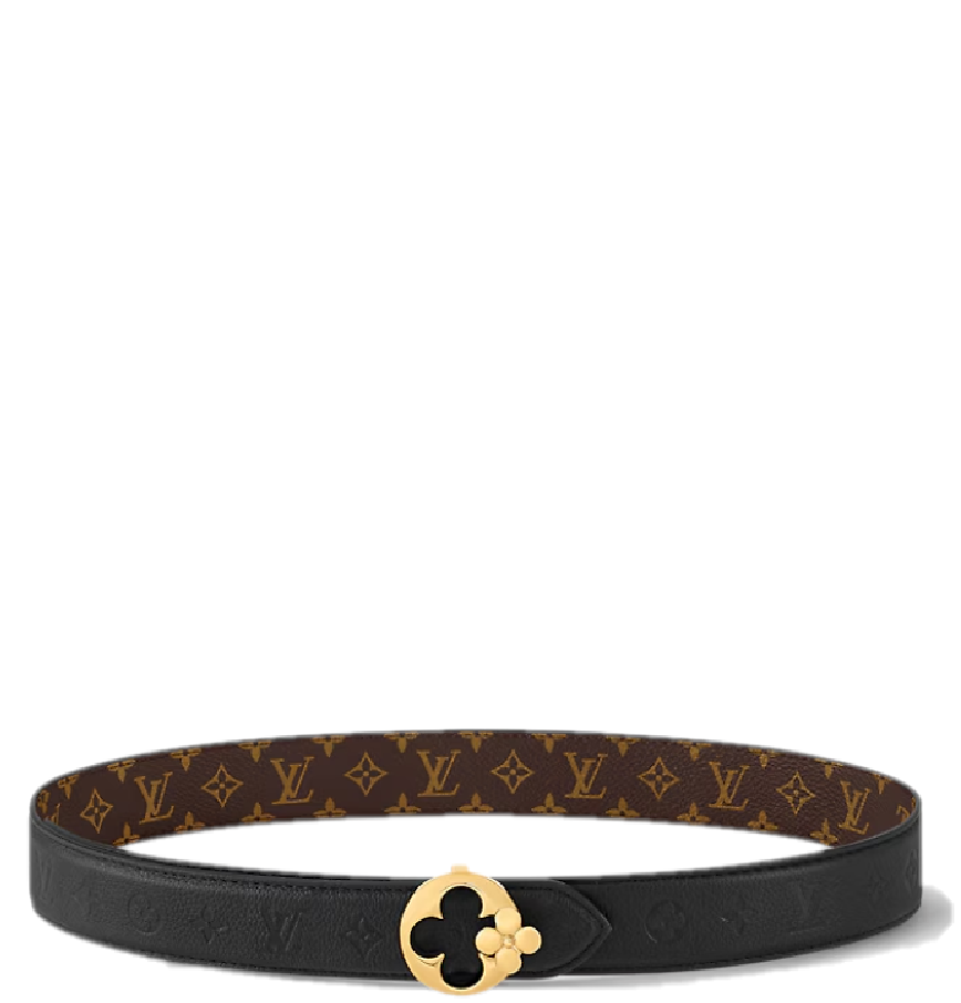  Thắt Lưng Nữ Louis Vuitton LV Flowergram Round 30MM Reversible Belt 'Black' 