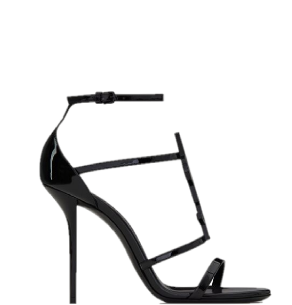  Giày Nữ Saint Laurent Cassandra Sandals In Patent Leather 'Black' 
