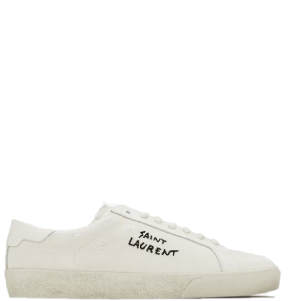  Giày Nữ Saint Laurent Court Classic Sl/06 Embroidered Sneakers In Leather 'White' 
