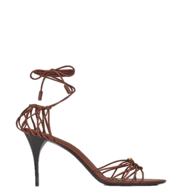  Giày Nữ Saint Laurent Babylone Sandals In Smooth Leather 'Cigare' 