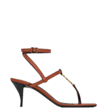  Giày Nữ Saint Laurent Cassandra Sandals In Smooth Leather 'Papaya' 