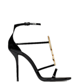  Giày Nữ Saint Laurent Cassandra Sandals In Patent Leather 'Black' 