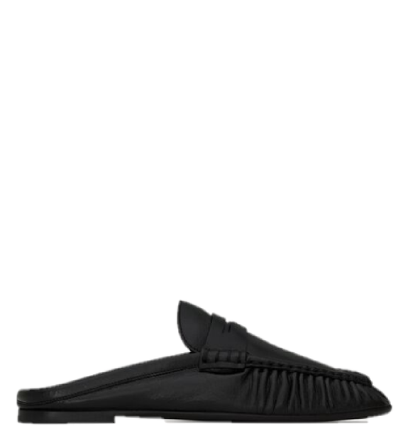 Giày Nam Saint Laurent Le Loafer Penny Mules In Smooth Leather 'Black' 