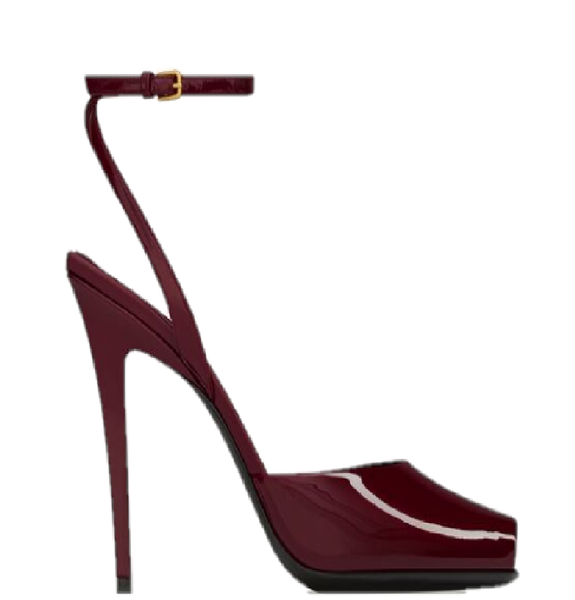  Giày Nữ Saint Laurent La Scandale Sandals In Smooth Leather 'Burgundy' 