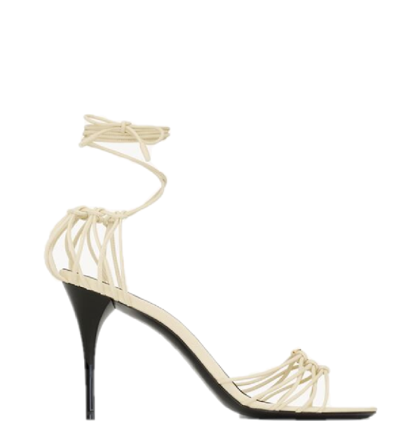  Giày Nữ Saint Laurent Babylone Sandals In Smooth Leather 'Beige' 