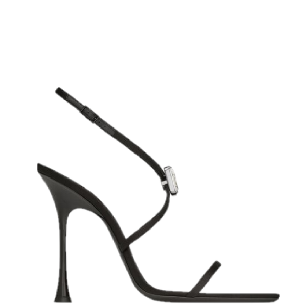  Giày Nữ Saint Laurent Harlow Sandals In Satin Crepe And Crystals 'Black' 