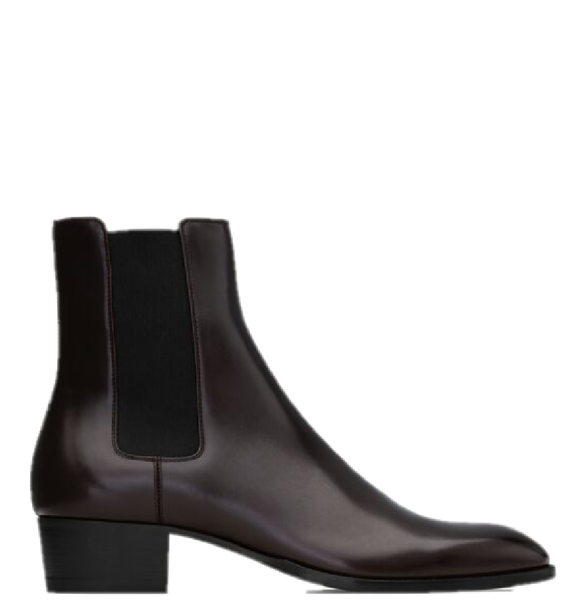  Giày Nam Saint Laurent Wyatt Chelsea Boots In Smooth Leather 'Black' 