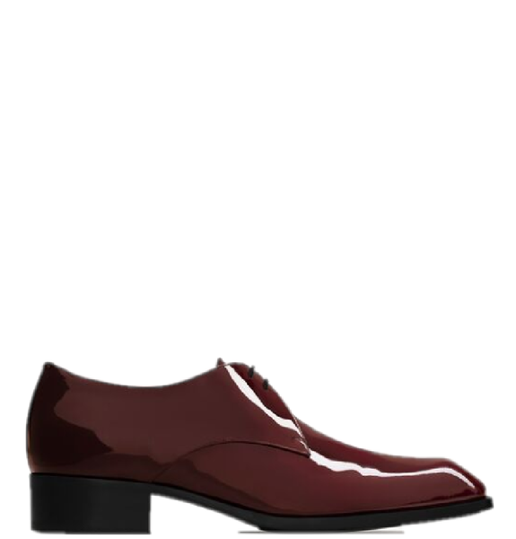  Giày Nam Saint Laurent Jean Derbies In Patent Leather 'Marron' 
