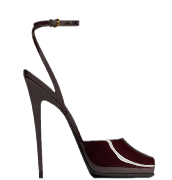  Giày Nữ Saint Laurent La Scandale Sandals In Patent Leather 'Plum Red' 