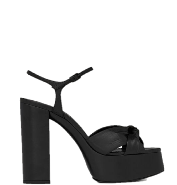  Giày Nữ Saint Laurent Bianca Platform Sandals In Smooth Leather 'Black' 
