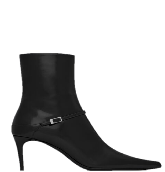  Giày Nữ Saint Laurent Vendome Booties In Glazed Leather 'Black' 