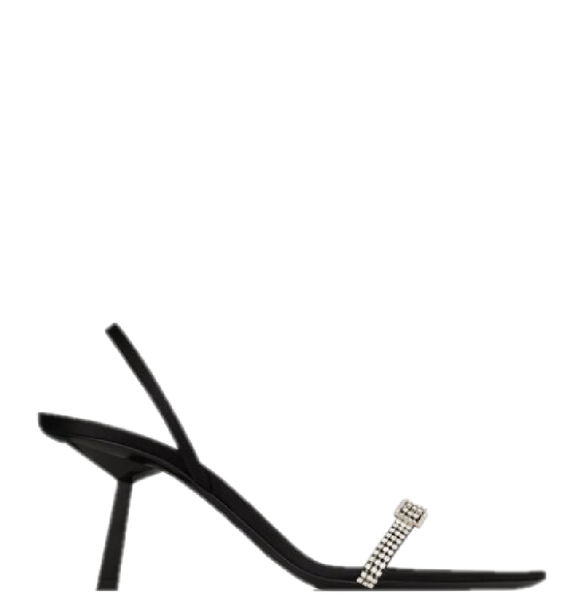  Giày Nữ Saint Laurent Rendez-Vous Sandals In Satin Crepe 'Black' 
