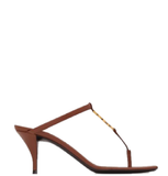  Giày Nữ Saint Laurent Cassandra Sandals In Smooth Leather 'Cigare' 