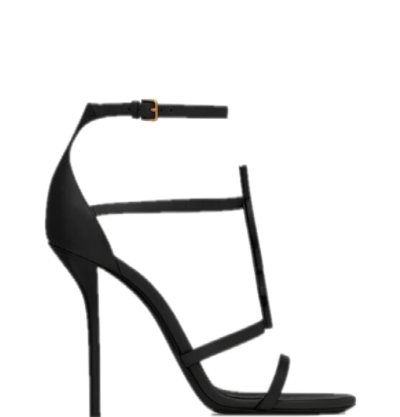  Giày Nữ Saint Laurent Cassandra Sandals In Smooth Leather 'Black' 