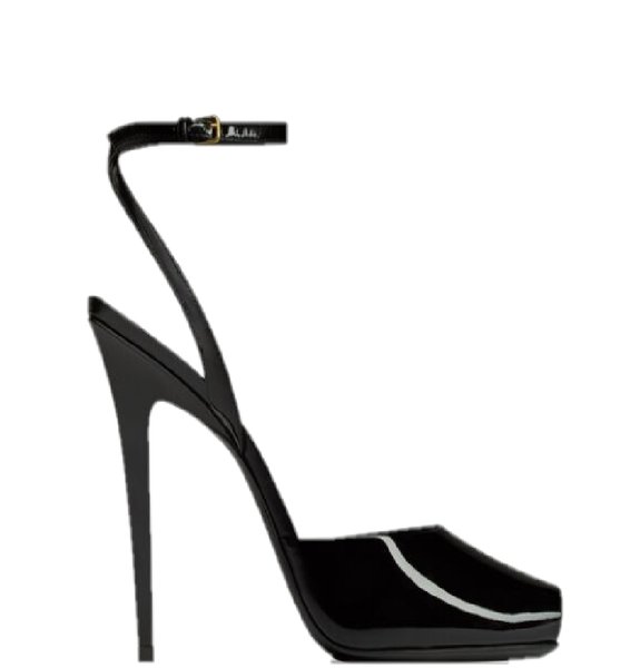 Giày Nữ Saint Laurent La Scandale Sandals In Patent Leather 'Black' 