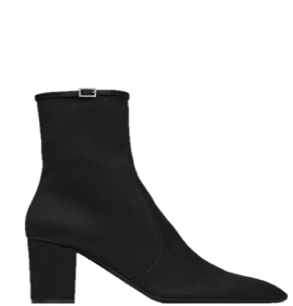  Giày Nữ Saint Laurent Betty Booties In Satin Crepe 'Black' 