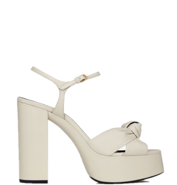  Giày Nữ Saint Laurent Bianca Platform Sandals In Smooth Leather 'Pearl' 