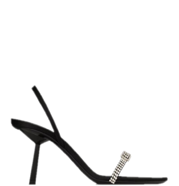  Giày Nữ Saint Laurent Rendez-Vous Sandals In Satin Crepe 'Black' 