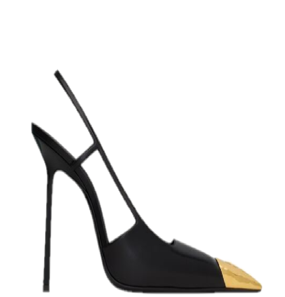  Giày Nữ Saint Laurent Jeanne Slingback Pumps In Smooth Leather 'Black' 