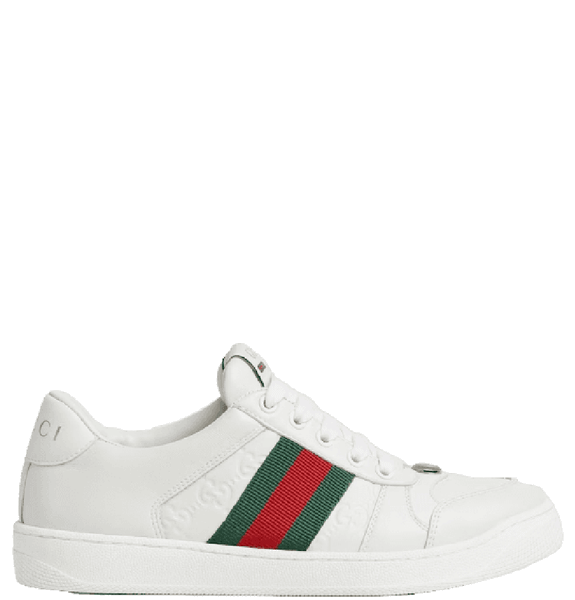  Giày Nữ Gucci Screener Sneaker 'White Leather' 