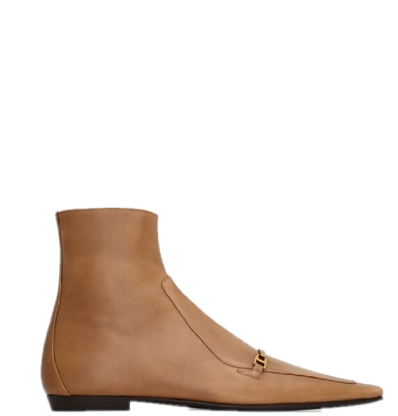  Giày Nam Saint Laurent Milton Boots In Smooth Leather 'Macadamia' 