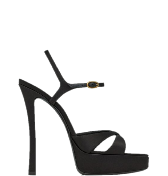  Giày Nữ Saint Laurent Debbie Platform Sandals In Satin Crepe 'Black' 