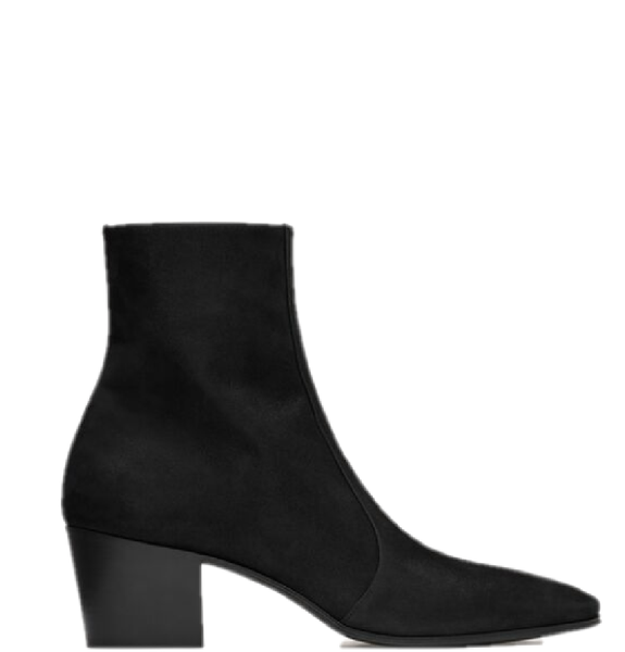  Giày Nam Saint Laurent Vassili Boots In Shimmering Suede 'Black' 