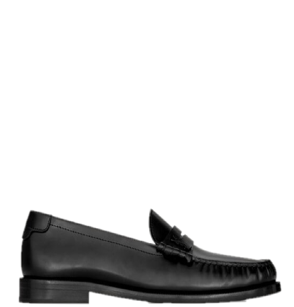  Giày Nam Saint Laurent Le Loafer Penny Slippers In Glazed Leather 'Black' 
