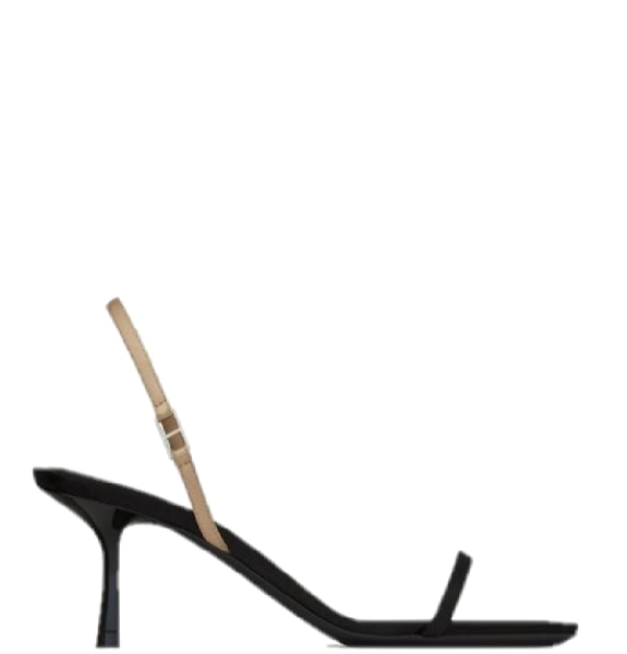  Giày Nữ Saint Laurent Jaspe Sandals In Satin Crepe 'Black' 