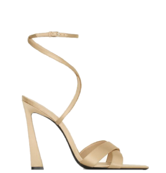  Giày Nữ Saint Laurent Corinne Sandals In Satin Crepe 'Cream' 