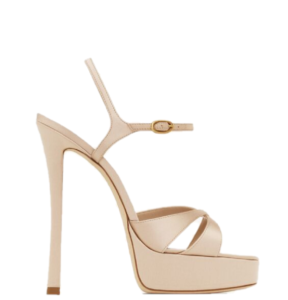  Giày Nữ Saint Laurent Debbie Platform Sandals In Satin Crepe 'Light Nude' 