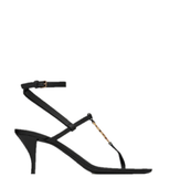  Giày Nữ Saint Laurent Cassandra Sandals In Smooth Leather 'Black' 