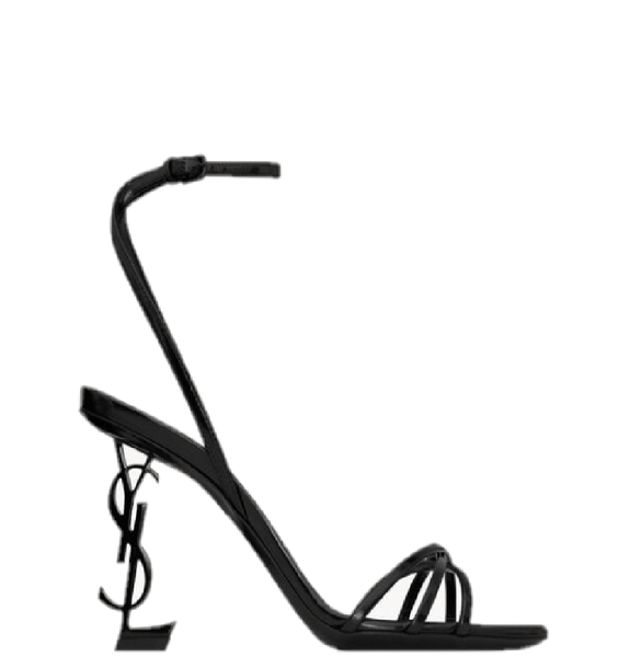  Giày Nữ Saint Laurent Opyum Sandals In Glazed Leather 'Black' 