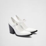  Giày Nữ Prada Brushed Leather Pumps 'White' 