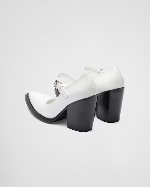  Giày Nữ Prada Brushed Leather Pumps 'White' 