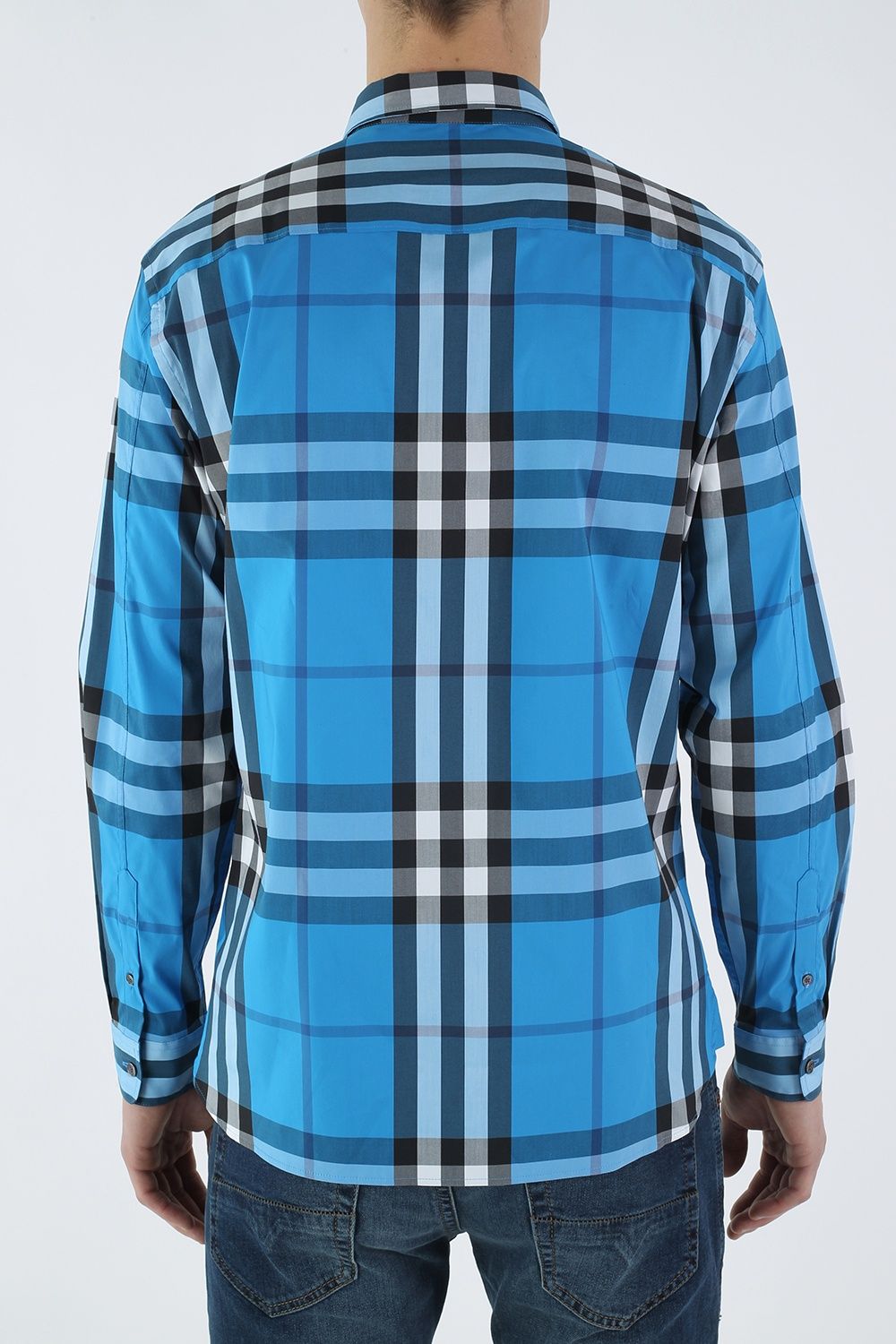 o Nam Burberry Nelson Checked Shirt Blue 4015345 LUXITY