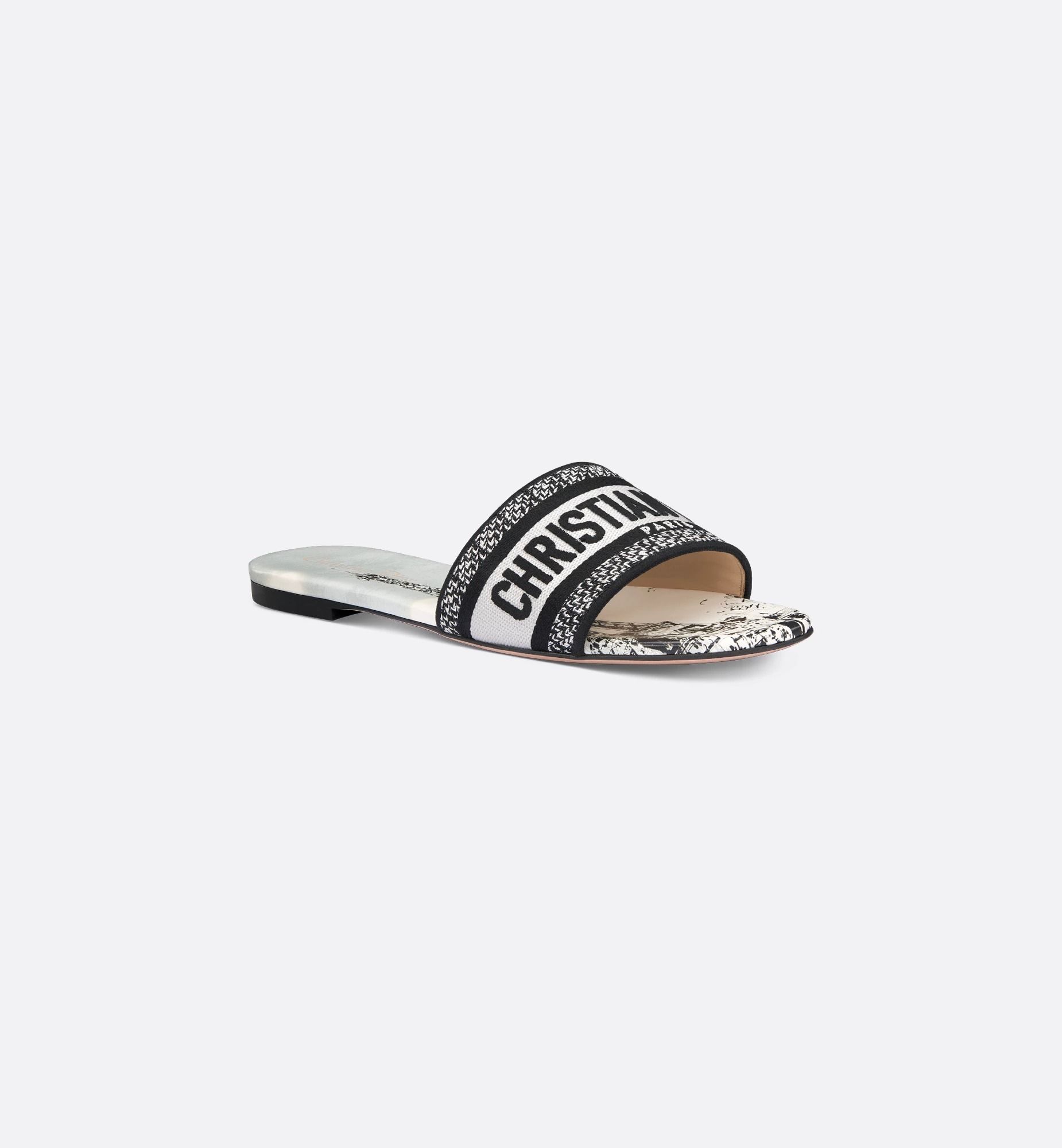  Dép Nữ Dior Dway Slide 'White Black' 