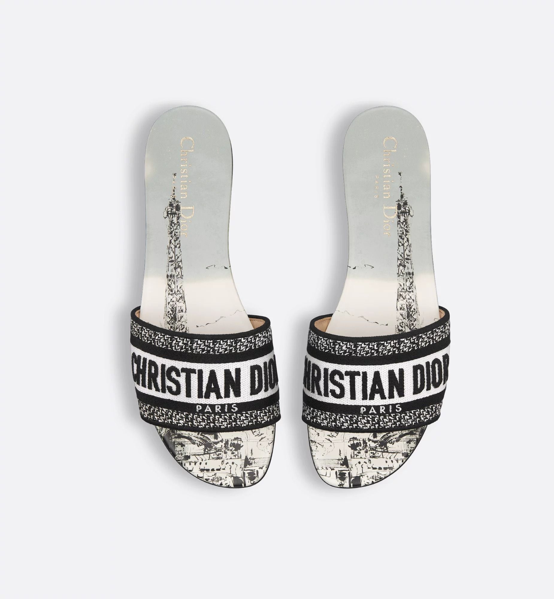  Dép Nữ Dior Dway Slide 'White Black' 