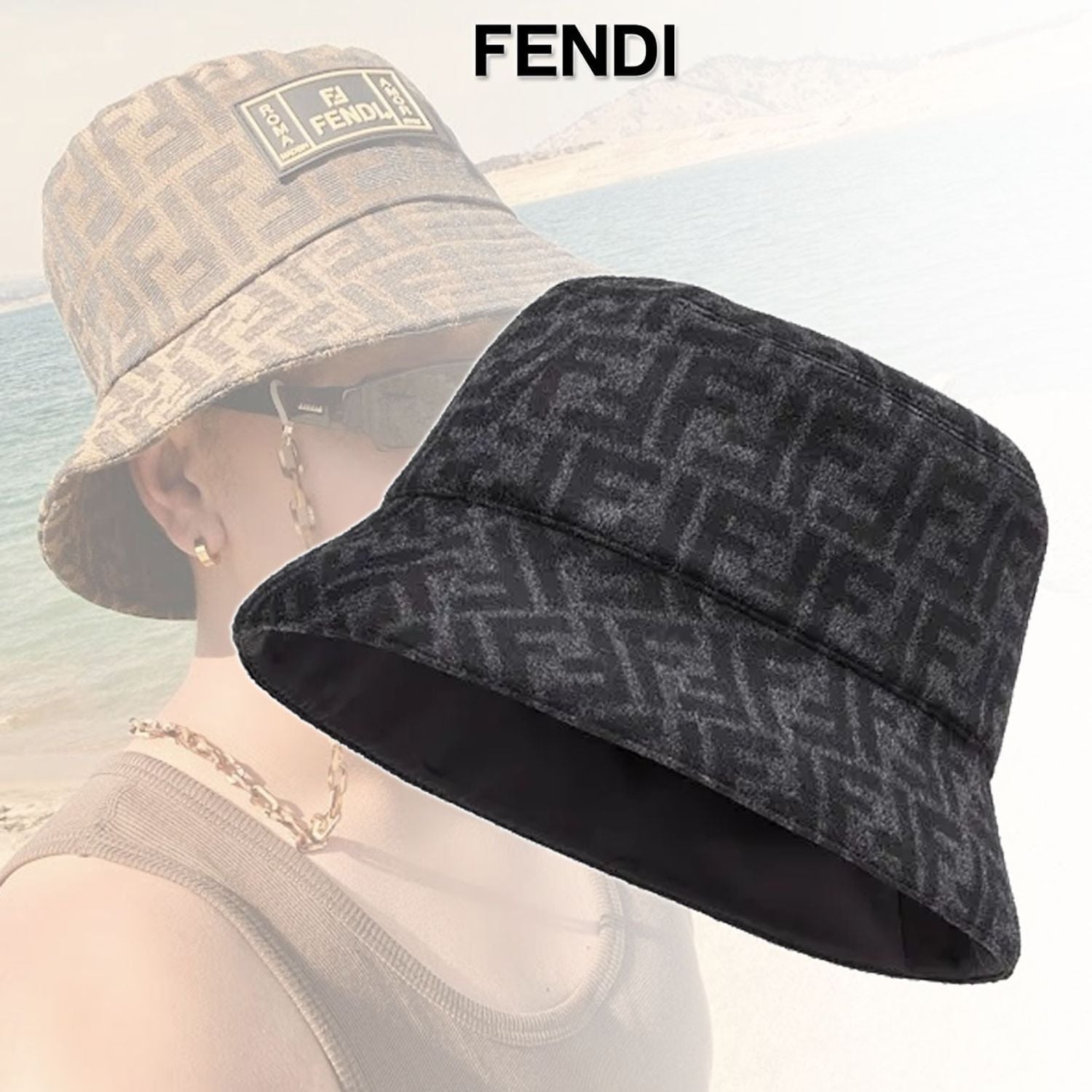 Fendi Wool Bucket Hat FENDI FF-jacquard Bucket Hat Black FARFETCH