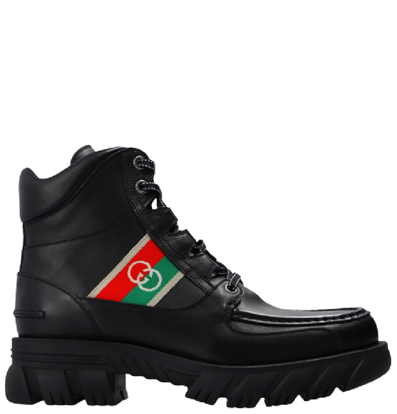  Giày Nam Gucci Ankle Boot With Interlocking G Leather 'Black' 
