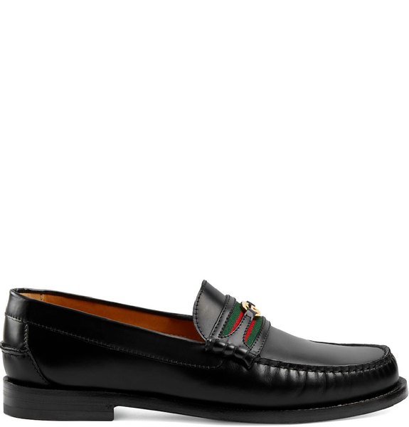  Giày Nam Gucci Loafer With Interlocking G 'Black Leather' 