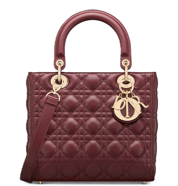  Túi Nữ Christian Dior Medium Lady Bag 'Burgundy Cannage' 