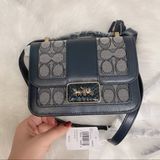  Túi Nữ Coach Signature Jacquard Alie Top Handle Bag 'Midnight Navy' 