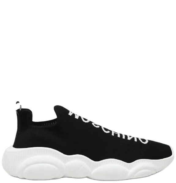  Giày Nữ Moschino Teddy Shoes High Sock Sneakers 'Black' 