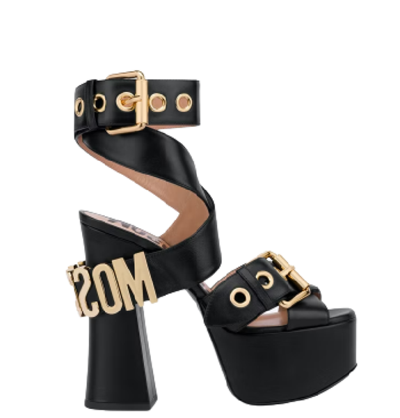  Giày Moschino Nữ Belt Platform Sandals 'Black' 