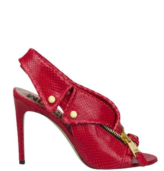  Giày Moschino Nữ Biker Calfskin Slingback 'Red' 